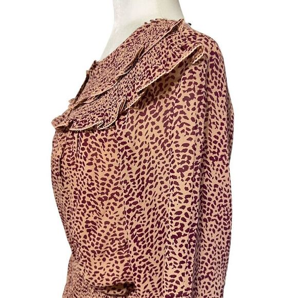 JOIE The Lilianna Animal Print Ruffled Mini Dress Small Long Sleeves New W Tags - Picture 9 of 16